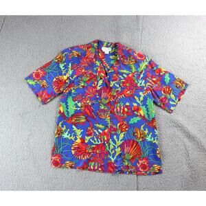 Doncaster Silks Tops Womens 6 Fish Print Multicolor Short Sleeve Blouse Vintage